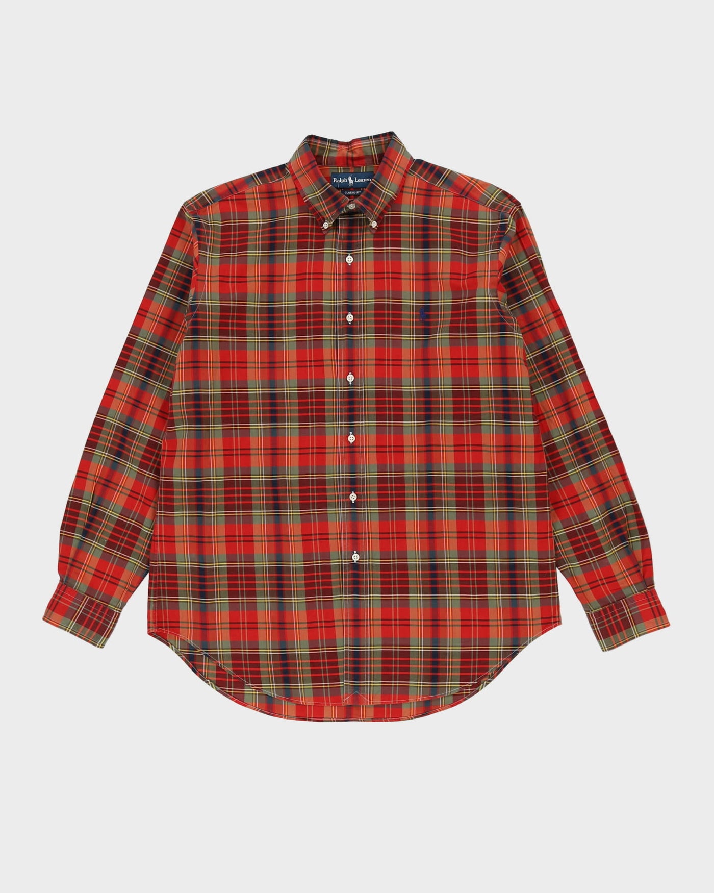 Vintage 90s Ralph Lauren Red Long-Sleeve Oversized Shirt - L