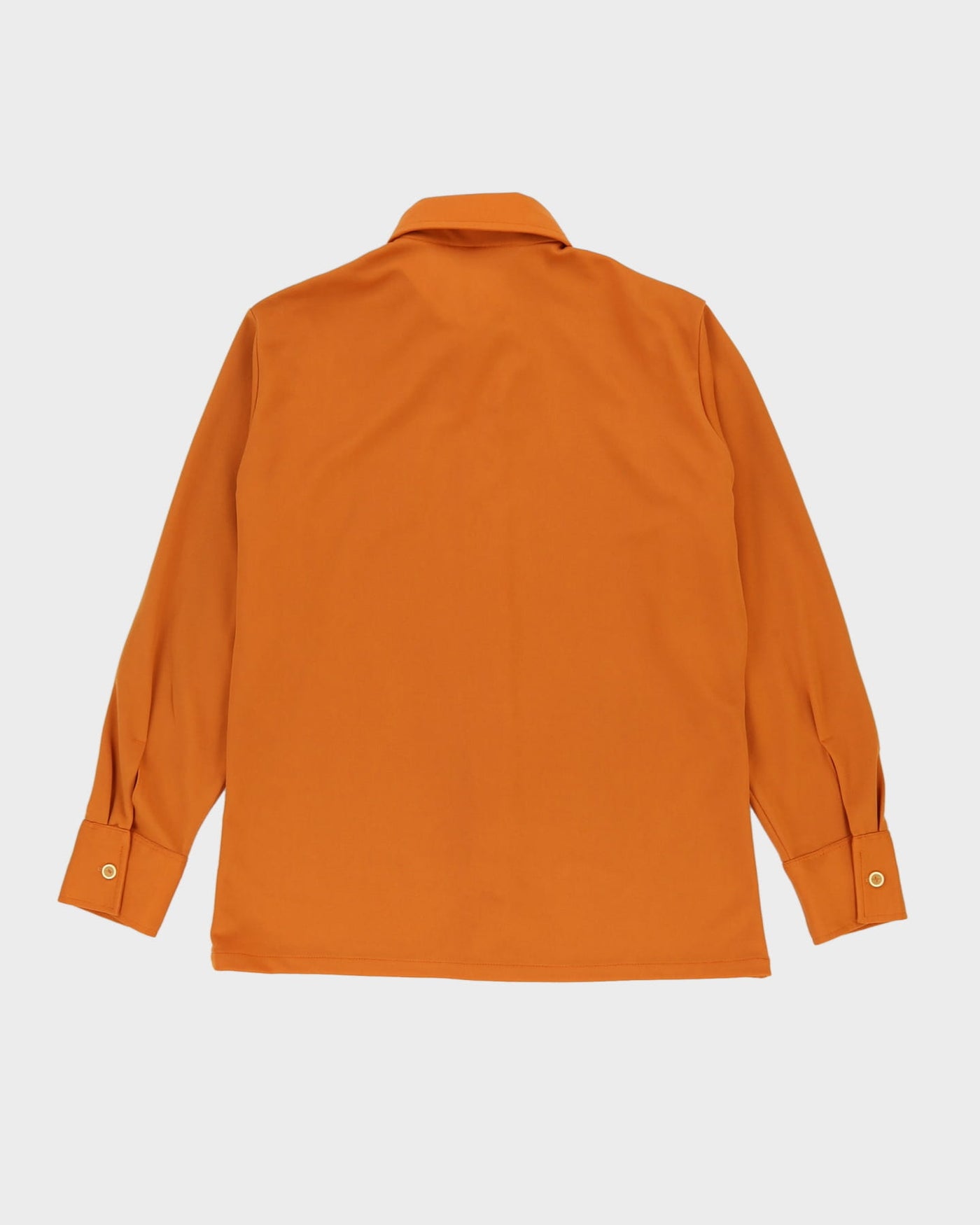 Vintage 70s Orange Polyester Long-Sleeve Shirt - L
