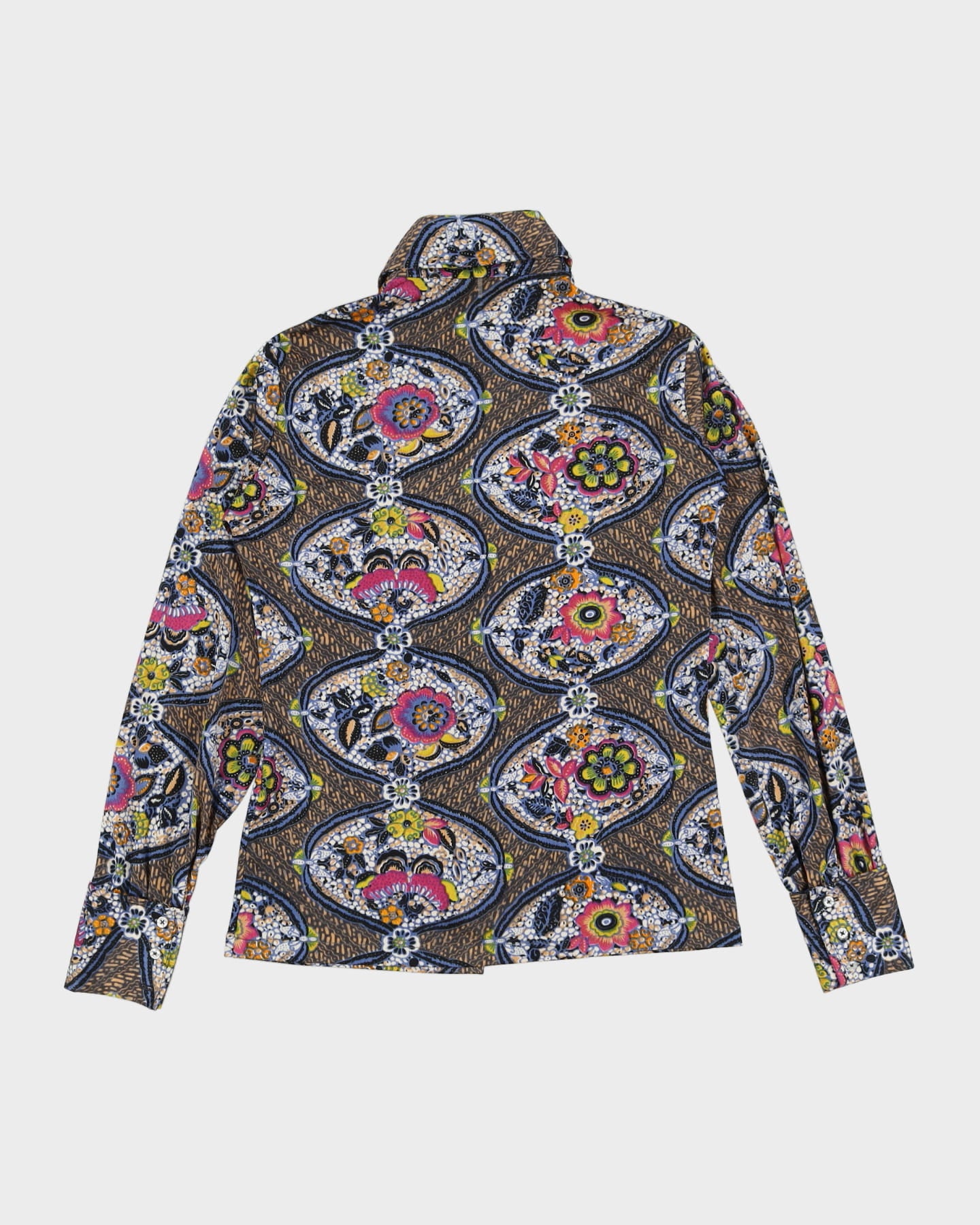 Vintage 1970s Blue Patterned Shirt - XS