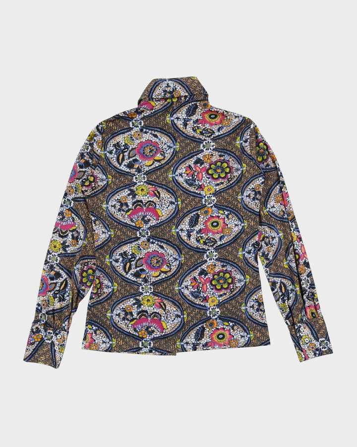 Vintage 1970s Blue Patterned Shirt - XS