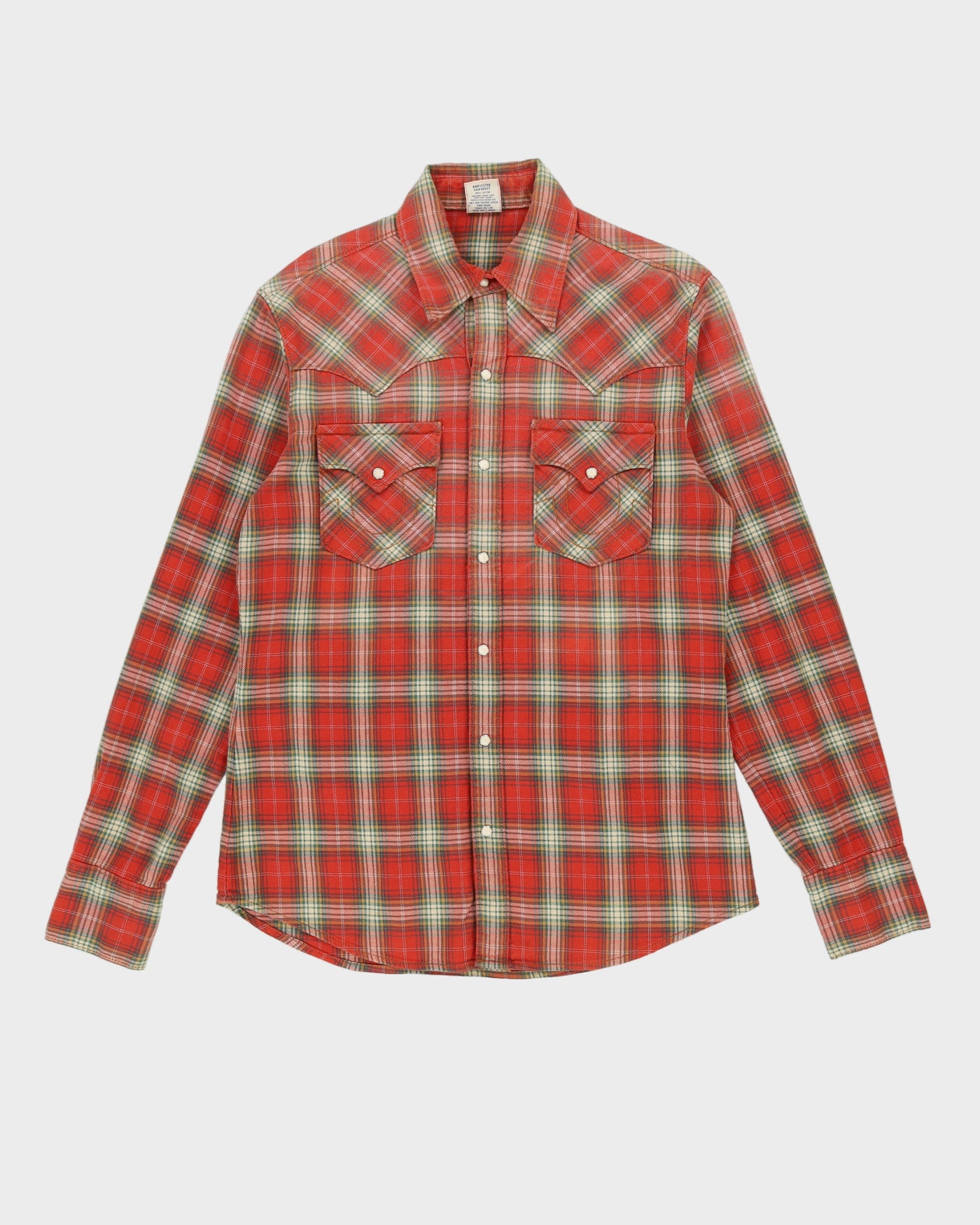 True Religion Orange Checked Flannel Shirt - M