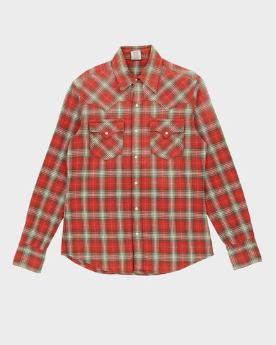True Religion Orange Checked Flannel Shirt - M