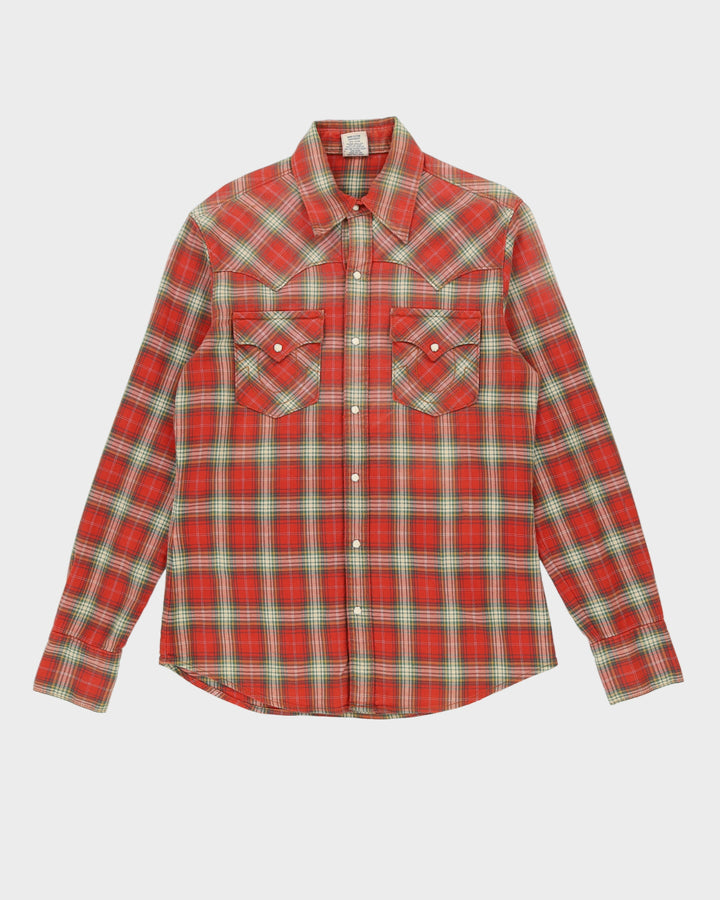 True Religion Orange Checked Flannel Shirt - M