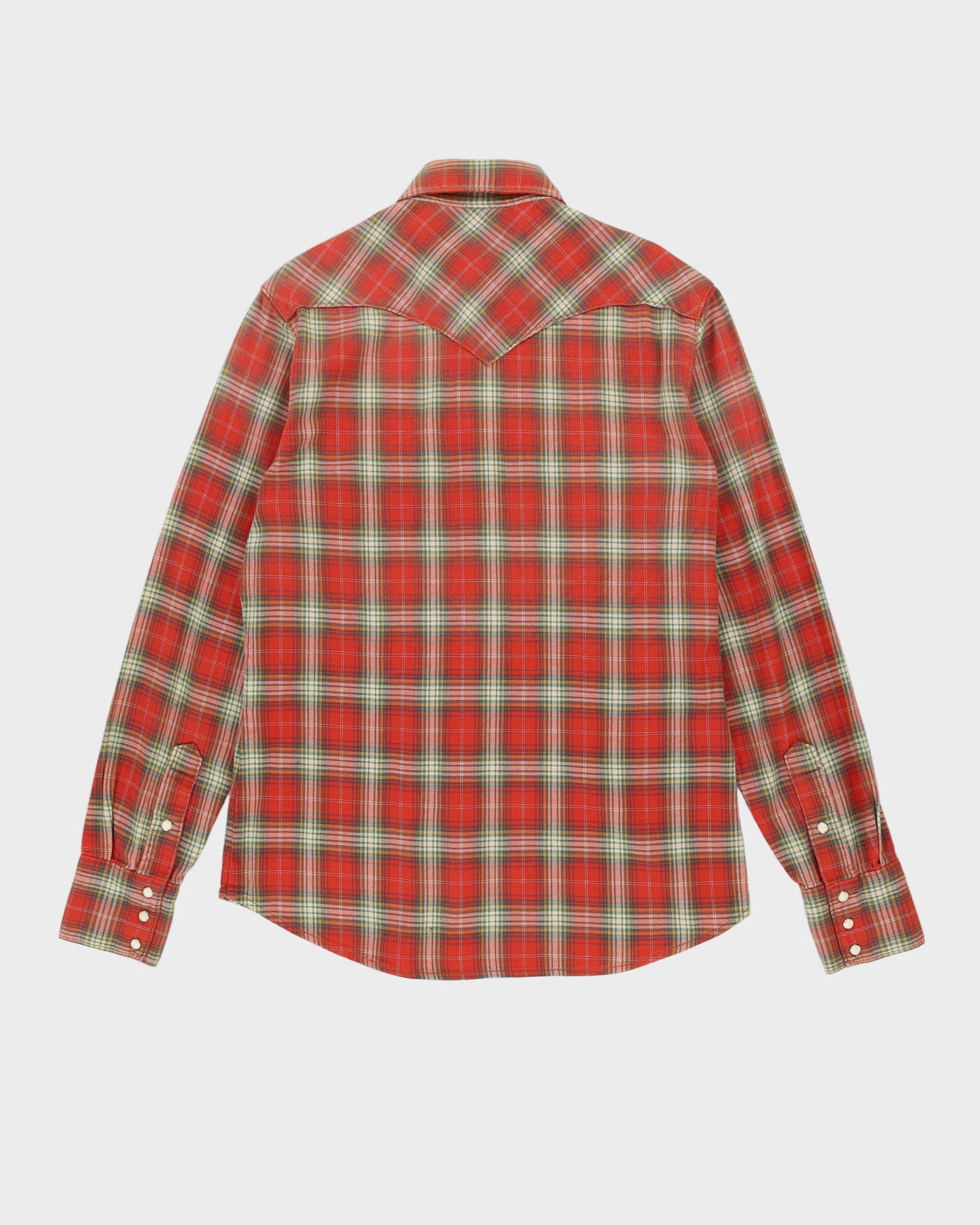 True Religion Orange Checked Flannel Shirt - M