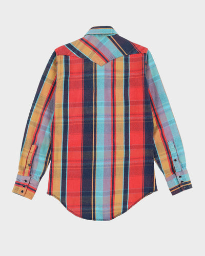 Wrangler Blue Orange Checked Flannel Shirt - S