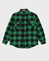 Chunky Green And Black Checked Flannel Shirt - XL / XXL