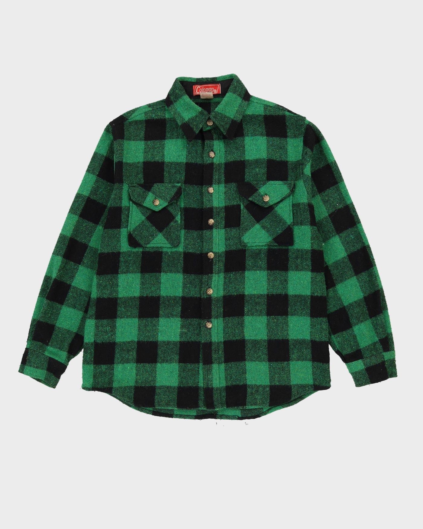 Chunky Green And Black Checked Flannel Shirt - XL / XXL