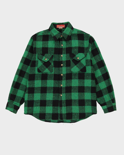 Chunky Green And Black Checked Flannel Shirt - XL / XXL