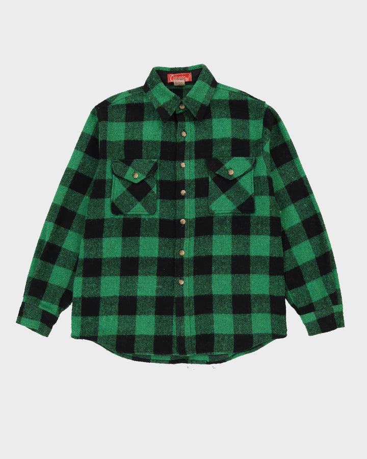 Chunky Green And Black Checked Flannel Shirt - XL / XXL