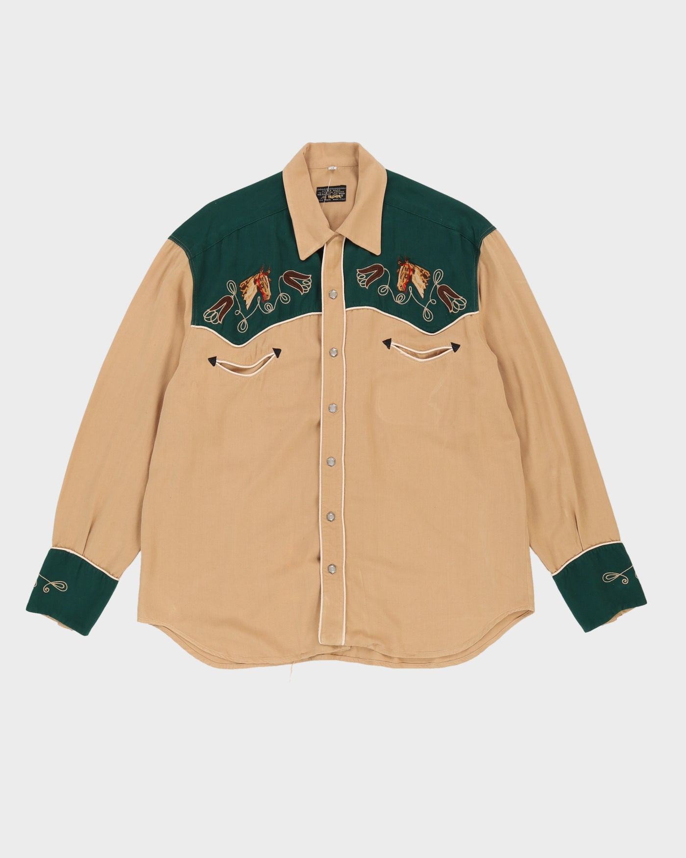 Vintage 80s Lee Trevor Brown Western Shirt - M