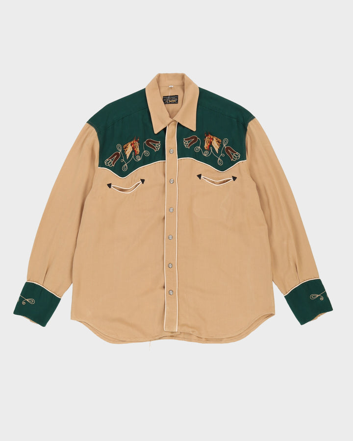 Vintage 80s Lee Trevor Brown Western Shirt - M