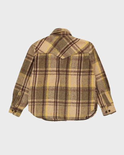 Vintage 1970s Beige Checked Work Shirt - M / L