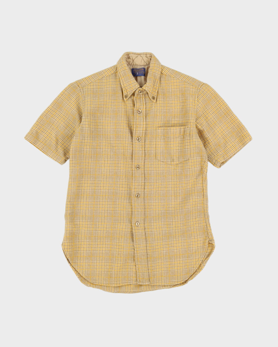Vintage 60s Pendleton Checked Wool Short Sleeved Shirt - M