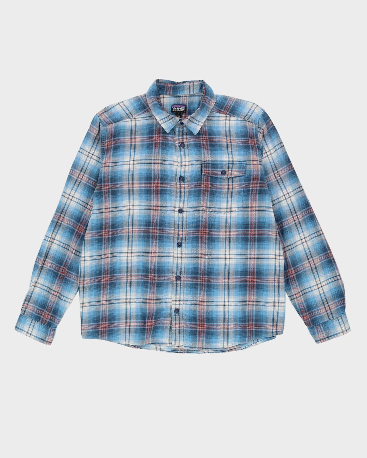 Patagonia Blue Check Patterned Long Sleeved Shirt - L
