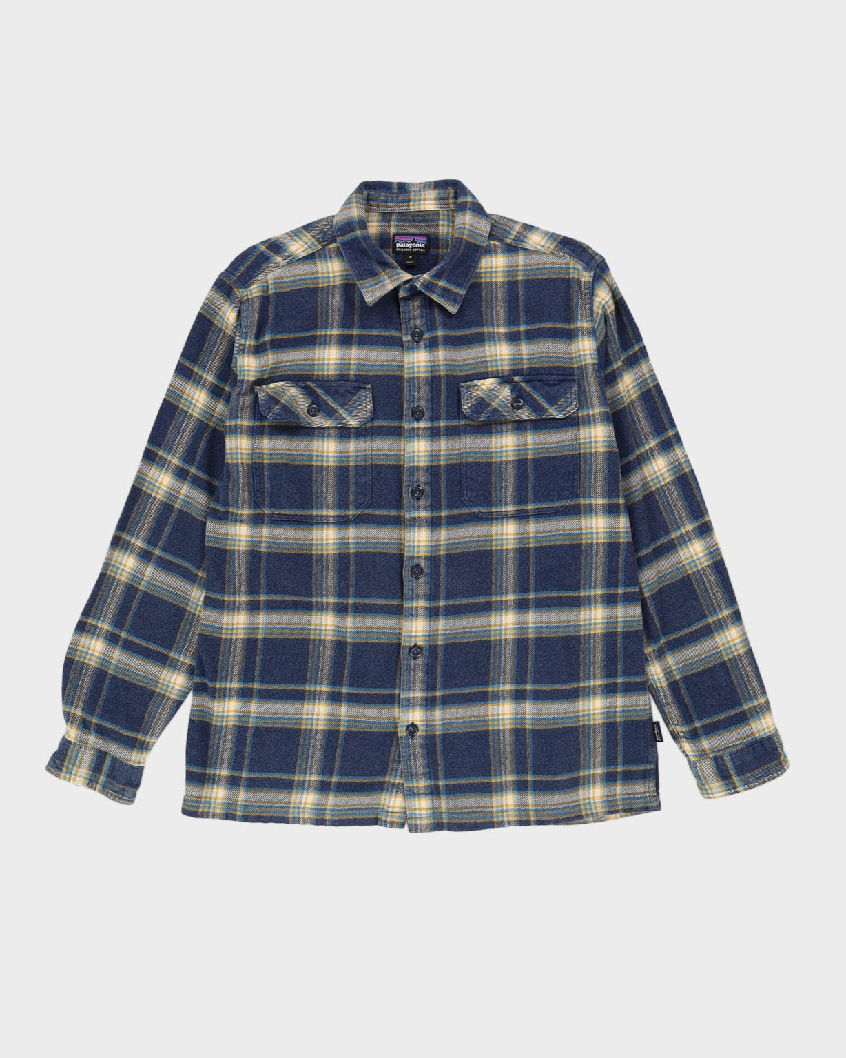 Patagonia Navy Blue Check Patterned Long Sleeved Shirt - M