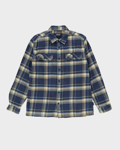 Patagonia Navy Blue Check Patterned Long Sleeved Shirt - M