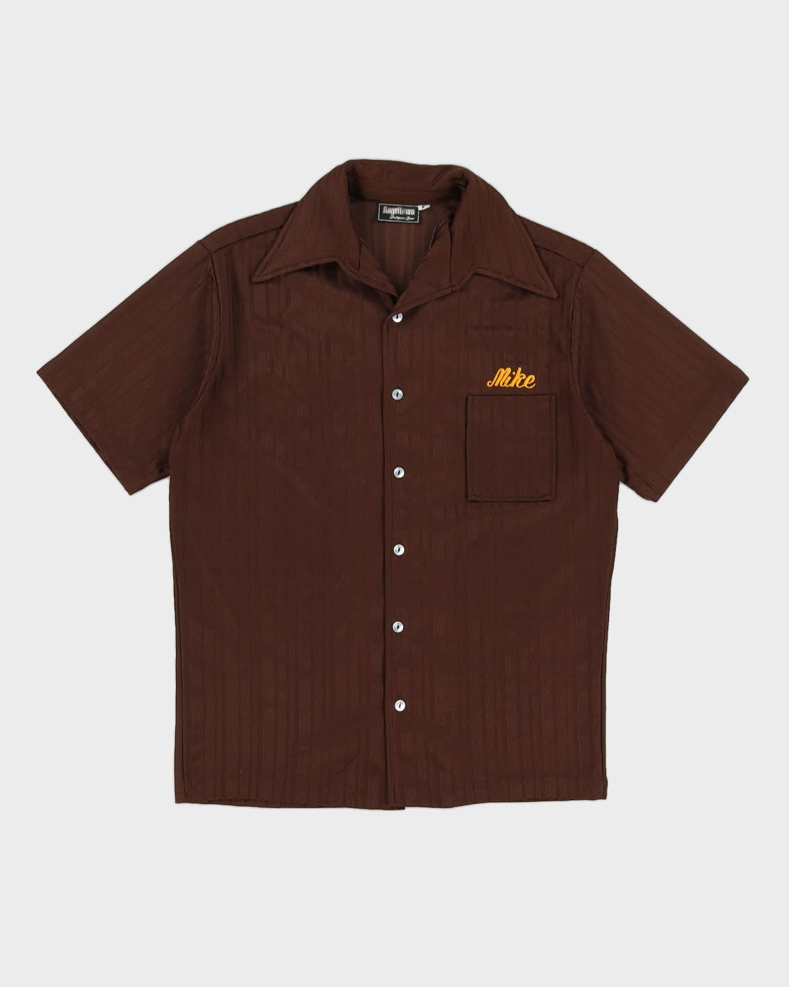 Vintage 70s Angeltown Brown Bowling Shirt - M