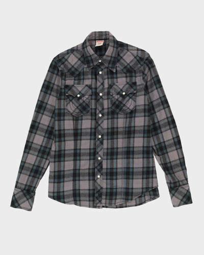 True Religion Grey Checked Flannel Shirt - L