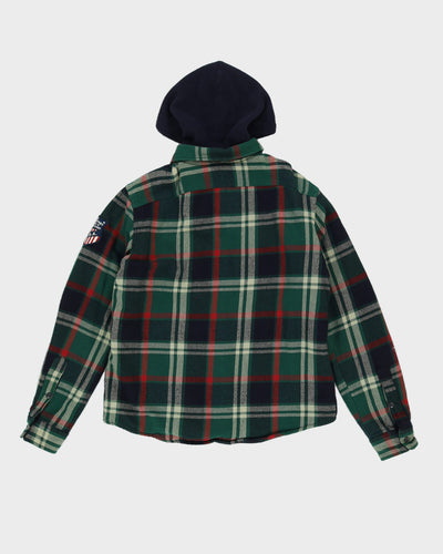 00s Ralph Lauren Green Padded Hooded Shirt - L