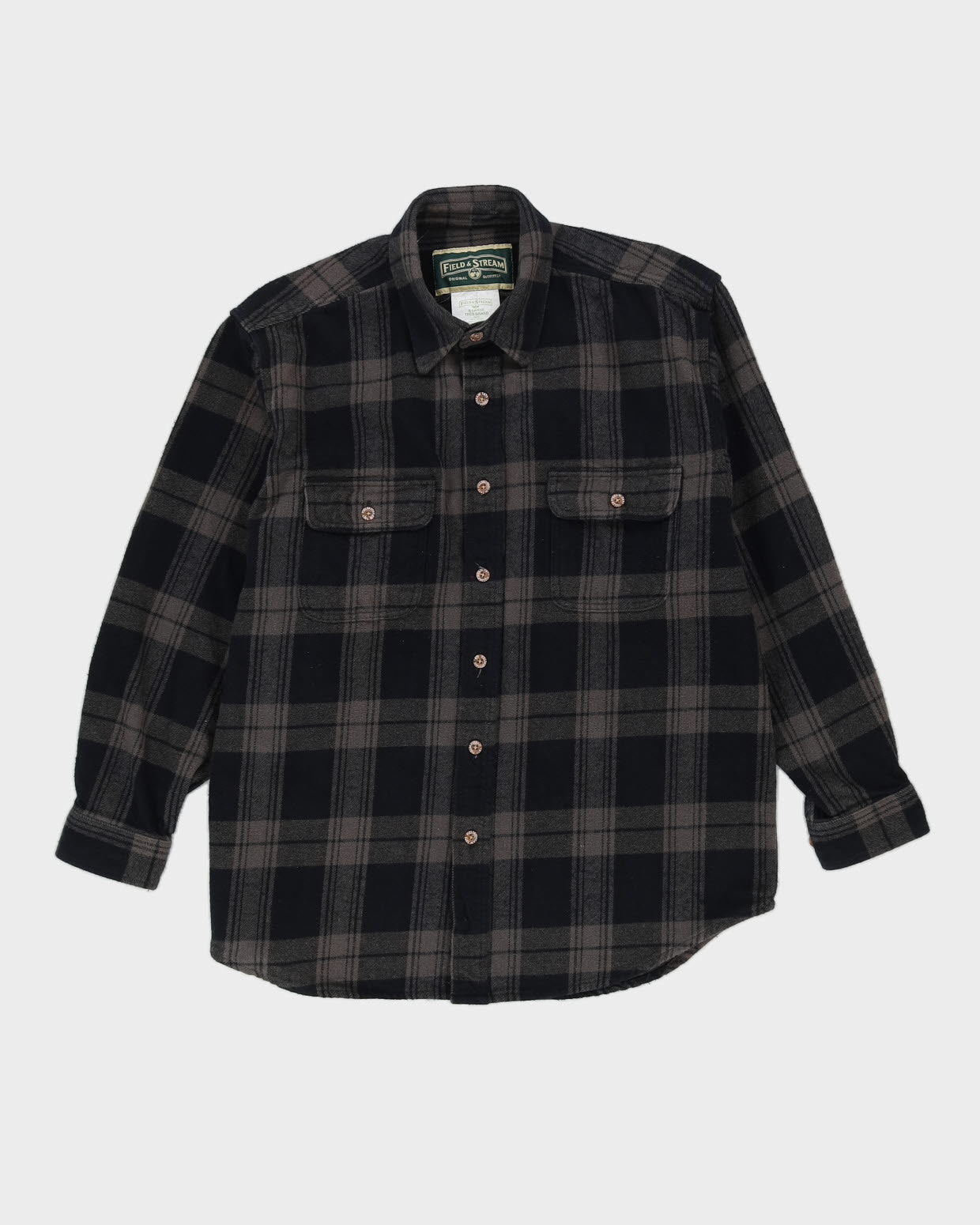 00s Field &amp; Stream Black Check Patterned Flannel Shirt - XL