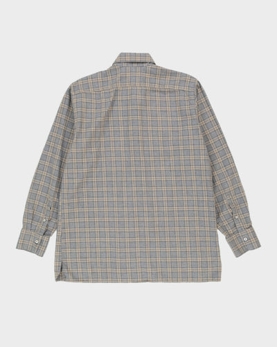 Canali Grey Check Patterned Flannel Shirt - XL