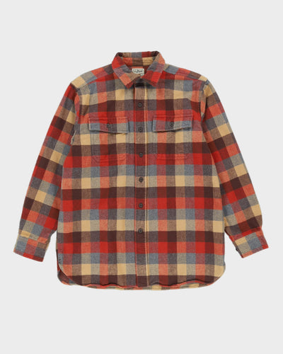 L.L Bean Check Patterned Heavy Weight Flannel Shirt - M