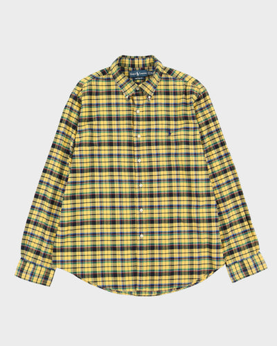 Vintage 90s Ralph Lauren Yellow Check Patterned Flannel Shirt - XL