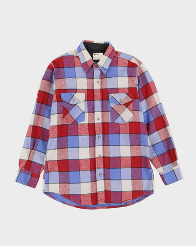 Vintage 90s Key Imperial Blue Checked Flannel Shirt - L