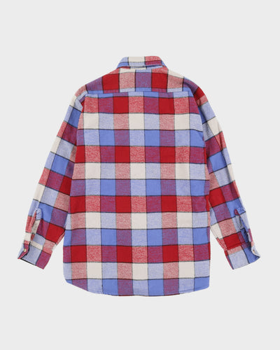 Vintage 90s Key Imperial Blue Checked Flannel Shirt - L
