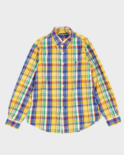 Vintage 90s Ralph Lauren Yellow Checkered Flannel Shirt - L