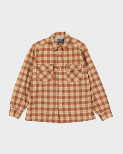 Pendleton Orange Check Long-Sleeve Flannel Shirt - M