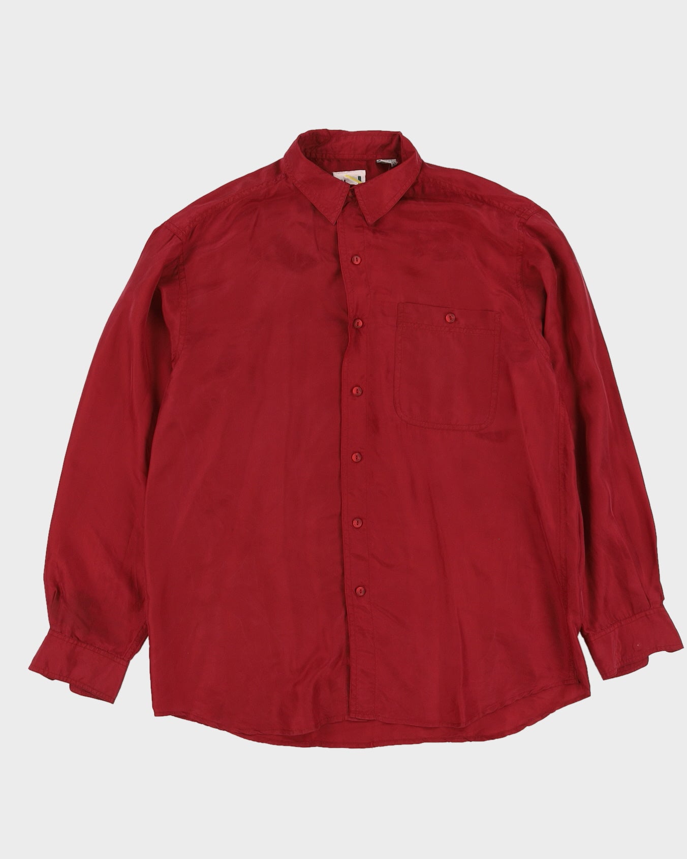 Vintage 90s On The Bring Red Silk Shirt - S