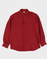 Vintage 90s On The Bring Red Silk Shirt - S