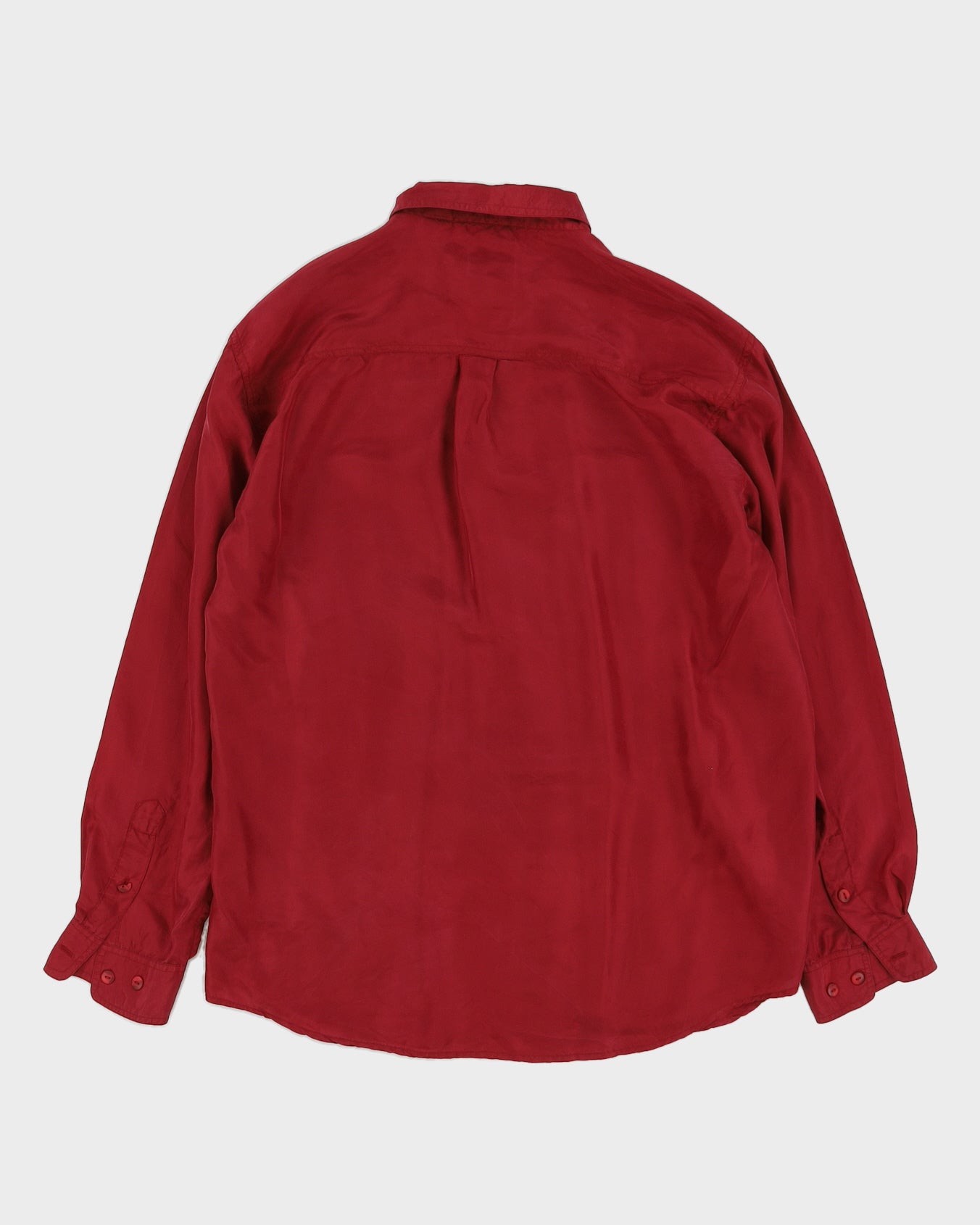 Vintage 90s On The Bring Red Silk Shirt - S