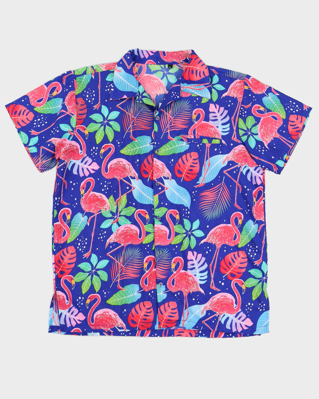 Blue And Pink Patterned Hawaiian Shirt - XL