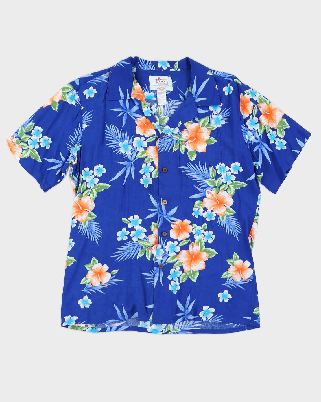 Blue Patterned Hawaiian Shirt - XL