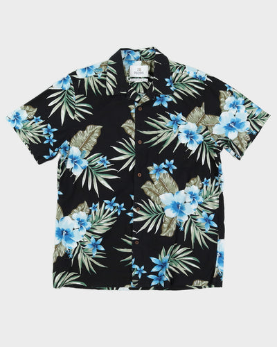 Black and Blue Patterned Hawaiian Shirt - XL