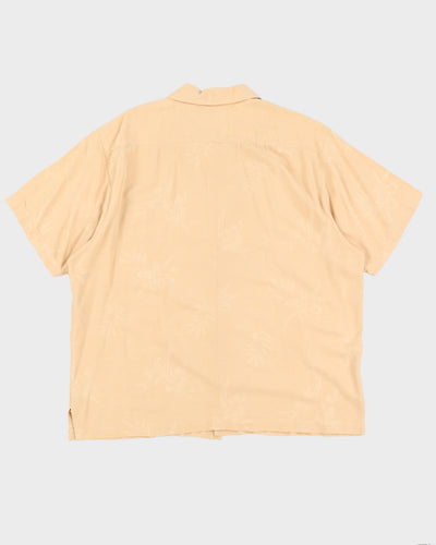 Peach Orange Silk Hawaiian Shirt - XXXL