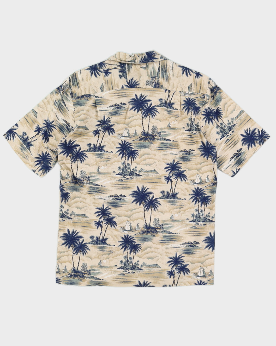 Beige Patterned Hawaiian Shirt - M