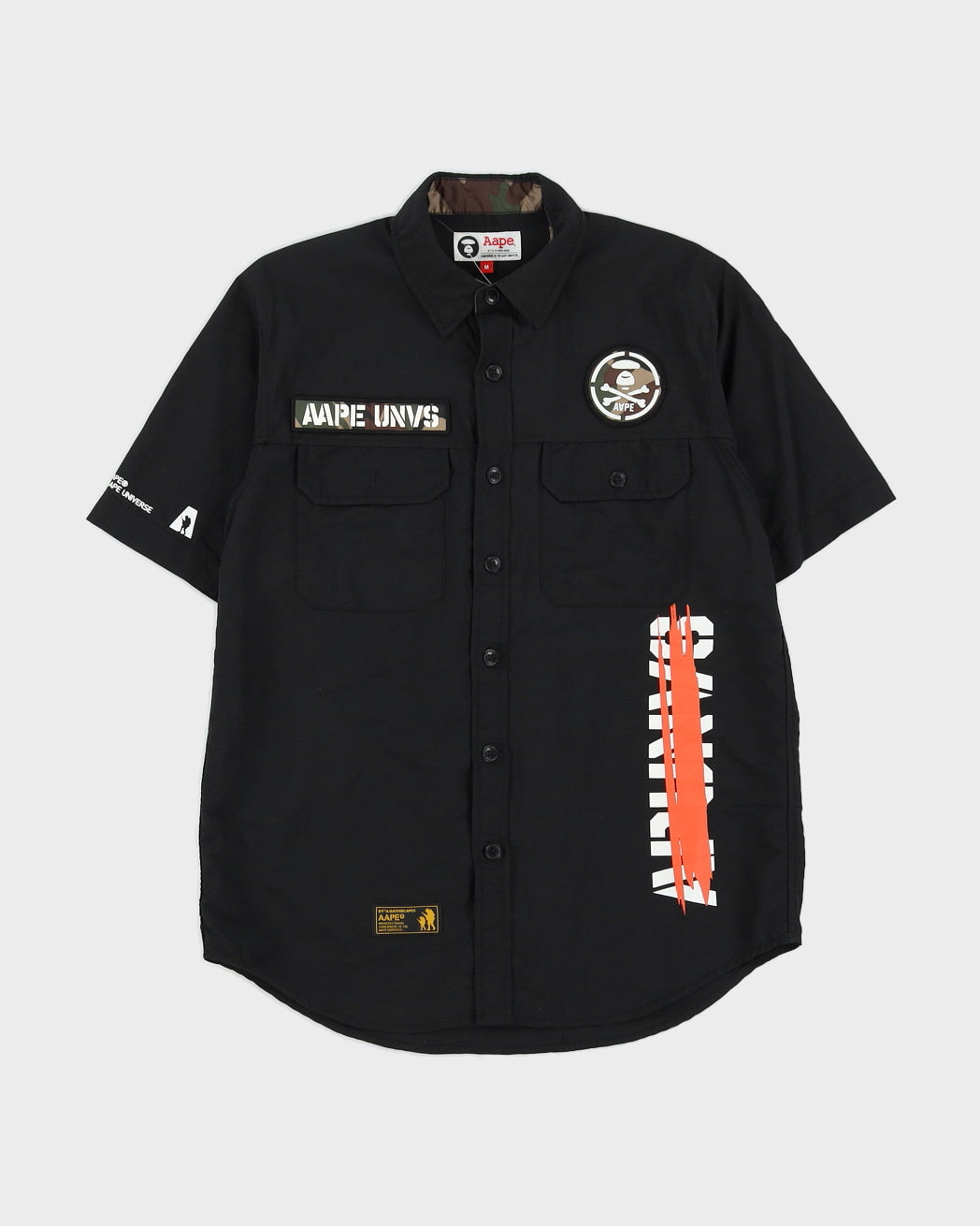Aape By A Bathing Ape Black Military Short Sleeved Shirt - M