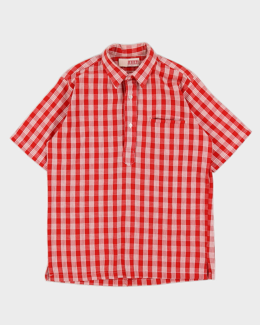 Vintage 70s Arakawas Palaka Hawaiian Red Shirt - M