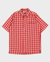Vintage 70s Arakawas Palaka Hawaiian Red Shirt - M
