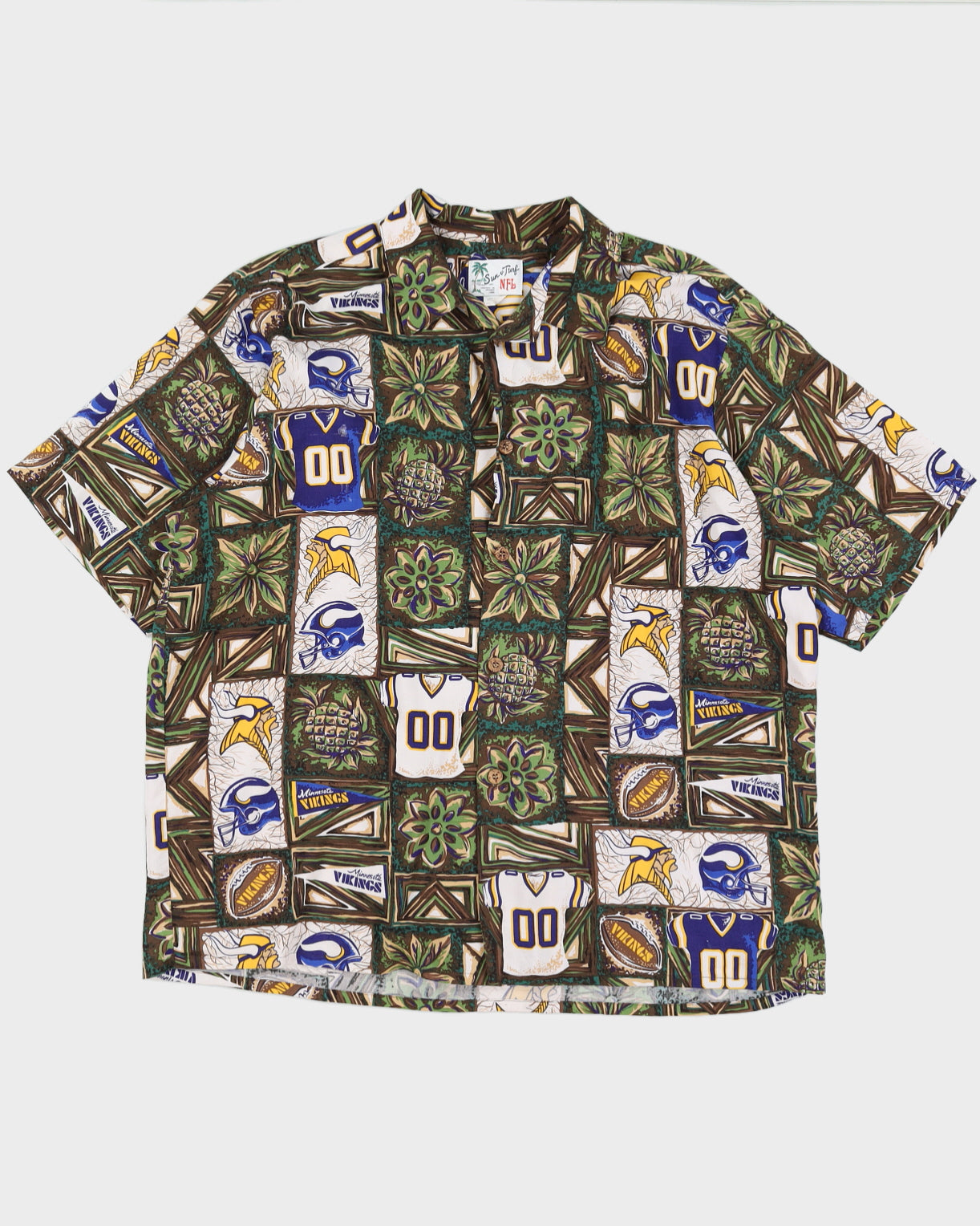 Vintage 90s NFL Surf And Turf Minnesota Vikings Hawaiian Shirt - XL