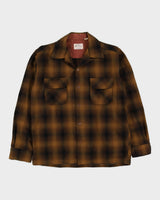 Vintage 50s Woolshire Brown Long Sleeved Shirt - M