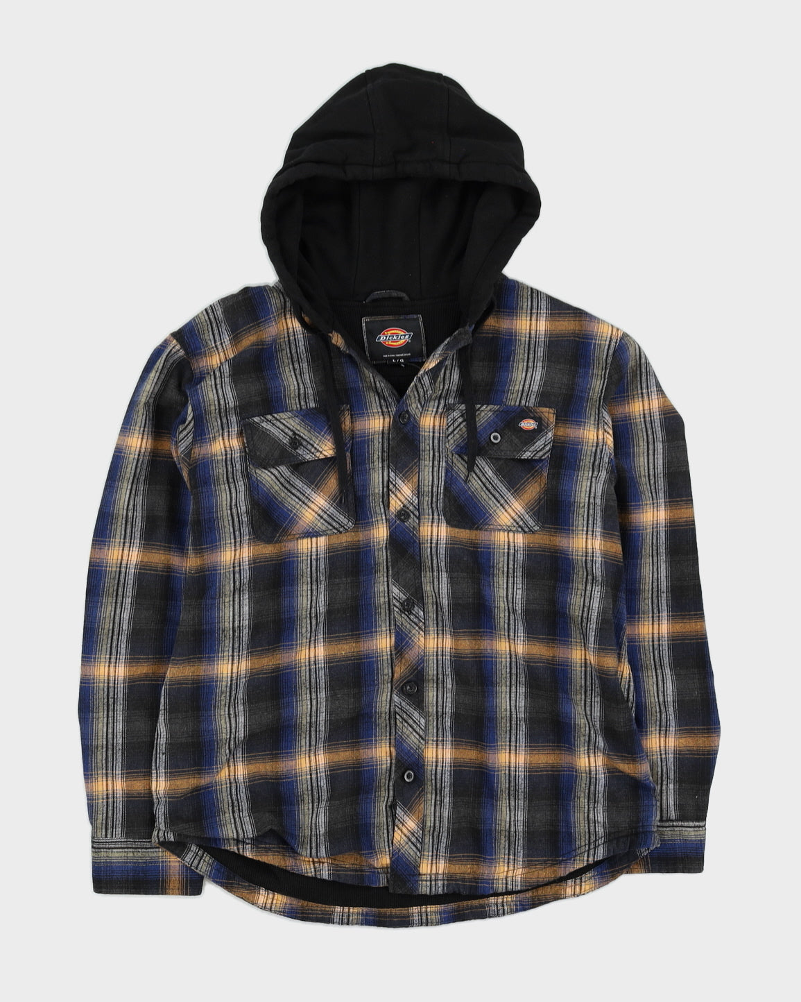 Dickies Black Checked Hooded Shirt - XL