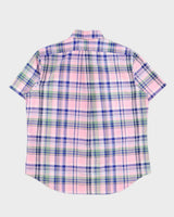 Ralph Lauren Pink &amp; Blue Check Short Sleeve Shirt - L