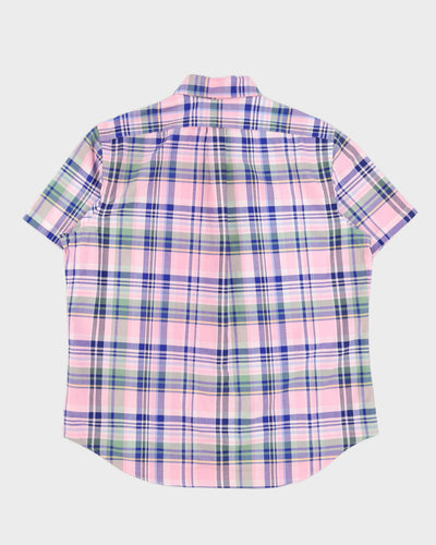 Ralph Lauren Pink & Blue Check Short Sleeve Shirt - L