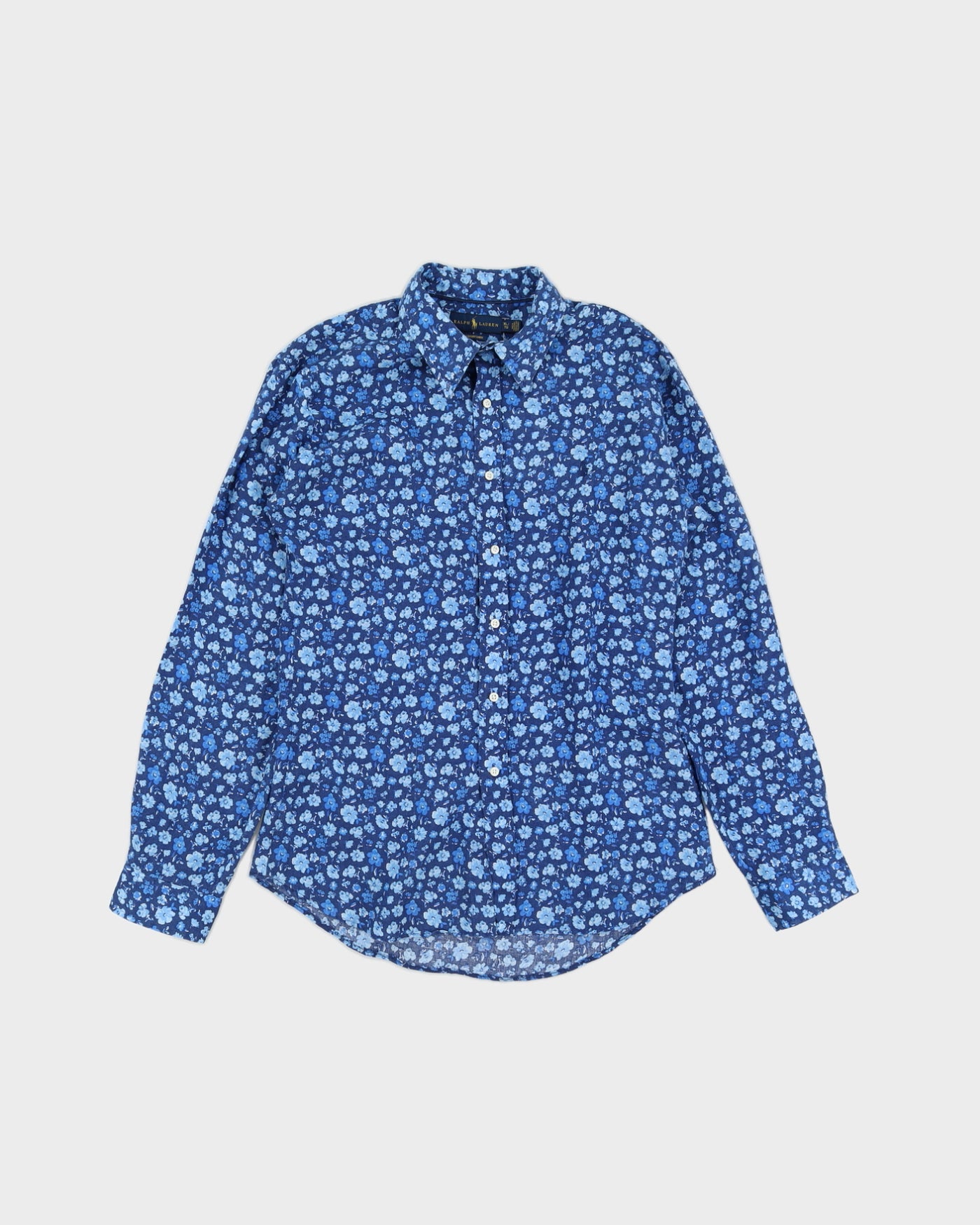 Ralph Lauren Flowers Printed Blue Long Sleeved Shirt  - L