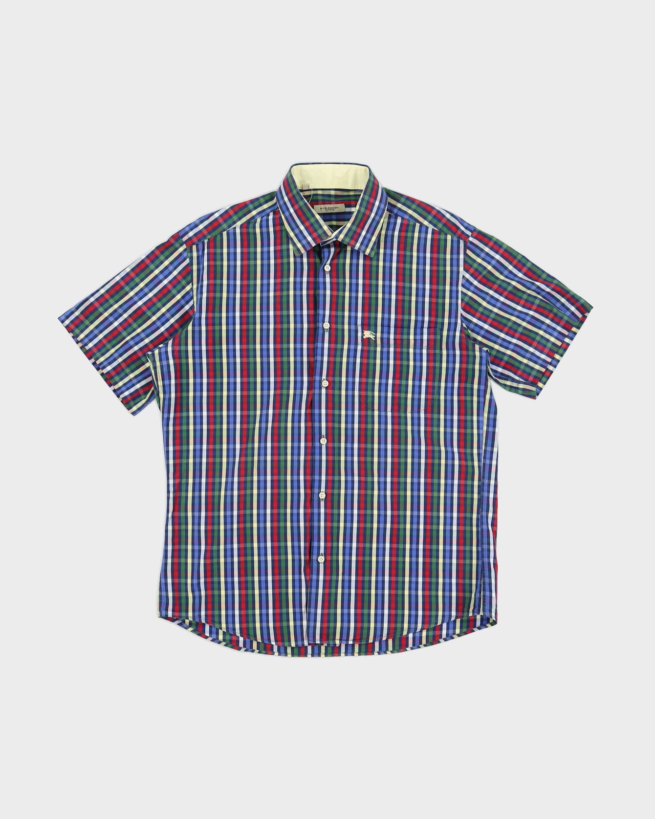 Burberry Blue Checked Short Sleeved Shirt - M