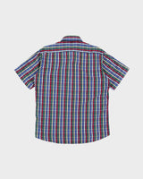 Burberry Blue Checked Short Sleeved Shirt - M